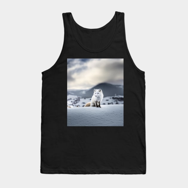 Cute winter White fox snow theme ice lover blue Tank Top by sports_hobbies_apparel